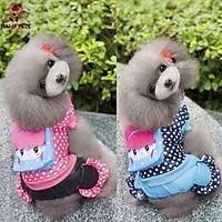 Dog Coat Clothes/Jumpsuit Blue Rose Dog Clothes Winter Spring/Fall Polka Dots Casual/Daily