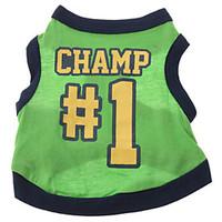 Dog Shirt / T-Shirt / Jersey Green Dog Clothes Summer Letter Number