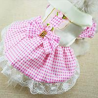 dog dress dog clothes fashion plaidcheck ruby blue blushing pink