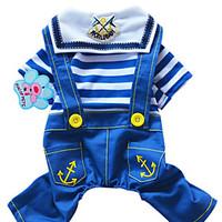 Dog Clothes/Jumpsuit Dog Clothes Fashion Stripe Jeans Ruby Blue