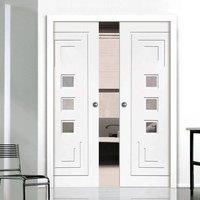 double pocket altino primed door with clear safe glass