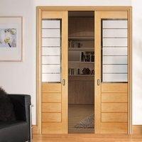 double pocket salvador white oak door with sandblasted etched safety g ...