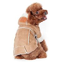 Dog Coat Hoodie Dog Clothes Winter Solid Fashion Keep Warm Coffee Wine Dark Brown