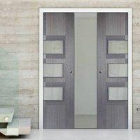 double pocket apollo chocolate grey 3l doors with clear safety glass p ...