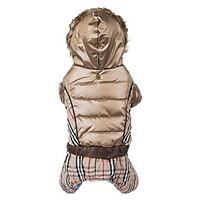 Dog Coat Hoodie Clothes/Jumpsuit Dog Clothes Winter Spring/Fall Plaid/Check Fashion Windproof Keep Warm Beige Brown