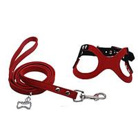 Dog Harness / Leash Adjustable/Retractable / Handmade / Soft Solid Red / Black / Pink / Purple Nylon