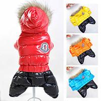 Dog Coat Hoodie Clothes/Jumpsuit Dog Clothes Winter Spring/Fall Color Block Sports Keep Warm Windproof Orange Yellow Red Blue