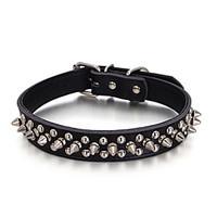 Dog Collar Adjustable/Retractable / Studded Rock Red / Black / Blue / Brown / Pink PU Leather