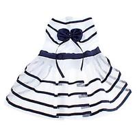 Dog Dress Blue / White Dog Clothes Summer Stripe / Bowknot Birthday / Fashion