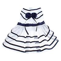 dog dress blue white dog clothes summer stripe bowknot birthday fashio ...