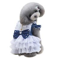 Dog Dress Dog Clothes Summer British Cute Fashion Classic Dark Blue Light Blue