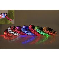 Dog Collar Waterproof / LED Lights / Zebra Red / White / Green / Blue / Pink / Yellow / Orange Nylon