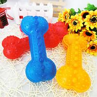 Dog Toy Pet Toys Chew Toy Food Dispenser Bone Rubber Yellow Red Blue