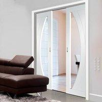 Double Pocket Salerno Primed Door, Clear Safe Glass