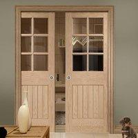 double pocket suffolk oak 6 light door with bevelled clear glass