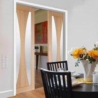 double pocket verona oak door with obscure safe glass