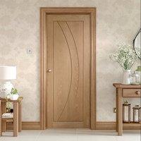 Door Set Kit, Salerno Oak Flush Door - Prefinished