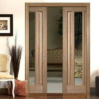 Double Pocket Kilburn 1 Light Oak Door with Clear Safety Glass