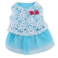 dog dress dog clothes springfall lace cute light blue blushing pink