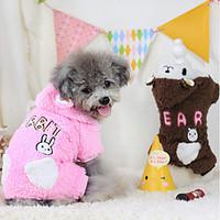 Dog Hoodie Brown / Pink Winter Cartoon Keep Warm, Dog Clothes / Dog Clothing