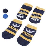 Dog Socks Casual/Daily Keep Warm Winter Spring/Fall Stripe Blue Black Cotton