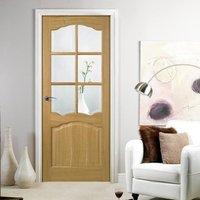 Door Set Kit, Riviera Oak Door - Bevelled Clear Safe Glass - Prefinished