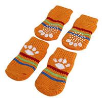 Dog Socks Casual/Daily Keep Warm Winter Spring/Fall Stripe Orange Green Blue Pink Cotton