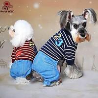 Dog Clothes/Jumpsuit Red Blue Gray Dog Clothes Winter Spring/Fall Jeans Cowboy Fashion