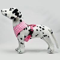 Dog Harness Adjustable/Retractable Polka Dots Blue / Pink Fabric