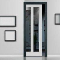 Dominica Shaker White Single Pocket Door - Clear Glass