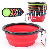 Dog Bowls Water Bottles Pet Bowls Feeding Portable / Foldable Red / Black / Green / Blue / Pink / Yellow / Purple / Orange Silicone