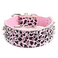 Dog Collar Adjustable/Retractable / Studded Rock Purple / Multicolor PU Leather