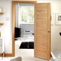 Door Set Kit, Palermo Oak Flush Door - Panelled Effect - Prefinished