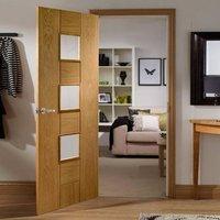 door set kit messina oak door clear safe glass prefinished