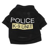 Dog Shirt / T-Shirt Black Dog Clothes Summer Police/Military / Letter Number