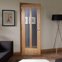 Door Set Kit, Novara Oak 2 Panelled Door - Clear Safe Glass