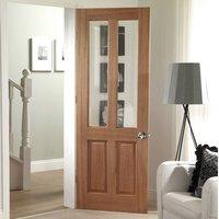 Door Set Kit, Malton Oak Door - Bevelled Clear Glass - No Raised Mouldings