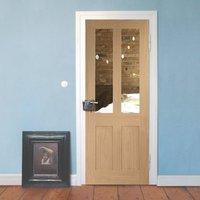 Door Set Kit, Malton Oak Shaker 2 Panelled - 2 Pane Door - Clear Safe Glass