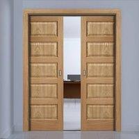 Double Pocket Contemporary 5 Panel Oak Veneered Door, Prefinished