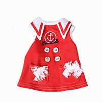 Dog Dress Dog Clothes Classic Casual/Daily Sailor Dark Blue Ruby