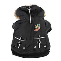 Dog Coat Hoodie Black Dog Clothes Winter Spring/Fall Letter Number Fashion