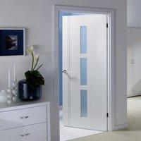 Door Set Kit, Sierra Blanco Door - Frosted Safe Glass - White Painted