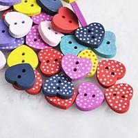 Dot Heart Shaped Scrapbook Scraft Sewing DIY Wooden Buttons(10 PCS Random Color)