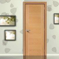 Door Set Kit, Forli Oak Flush Door - Aluminium Inlay - Prefinished