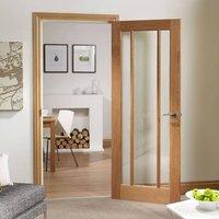 Door Set Kit, Worcester Oak 3 Pane Door - Clear Safe Glass - Prefinished