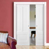 double pocket peony 3 panel white primed door