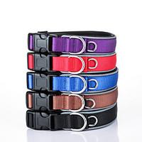 Dog Nylon Reflective Adjustable Safety Training Collar Solid Red Black Blue Brown Purple