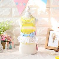 Dog Dress Dog Clothes Casual/Daily Fashion Stripe Blushing Pink Yellow