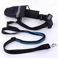 Dog Collar / Leash Adjustable/Retractable / Running / Safety / Soft Patchwork Black / Blue Fabric / Nylon