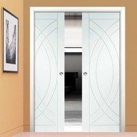 Double Pocket Treviso Primed Flush Door